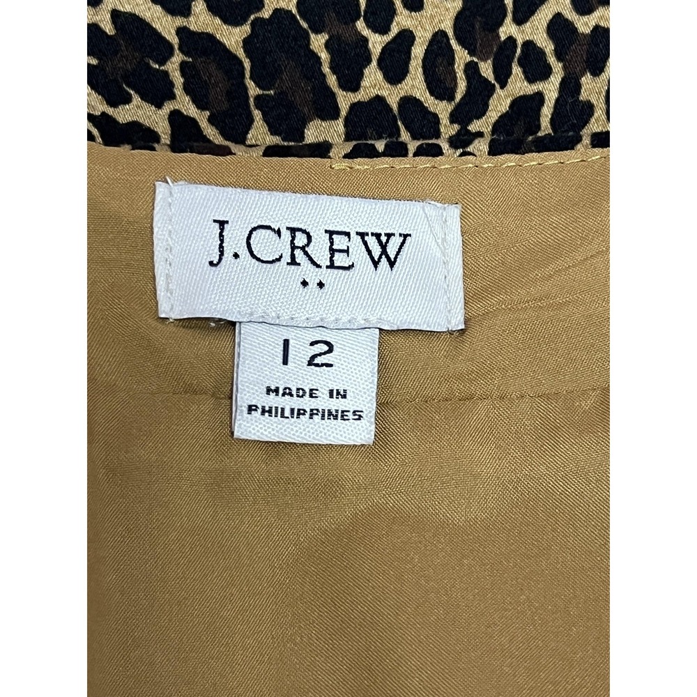 J. Crew Skirt Womens‎ 12 Brown Leopard Print Knee Length Pencil Lined Stretch - Picture 2 of 6